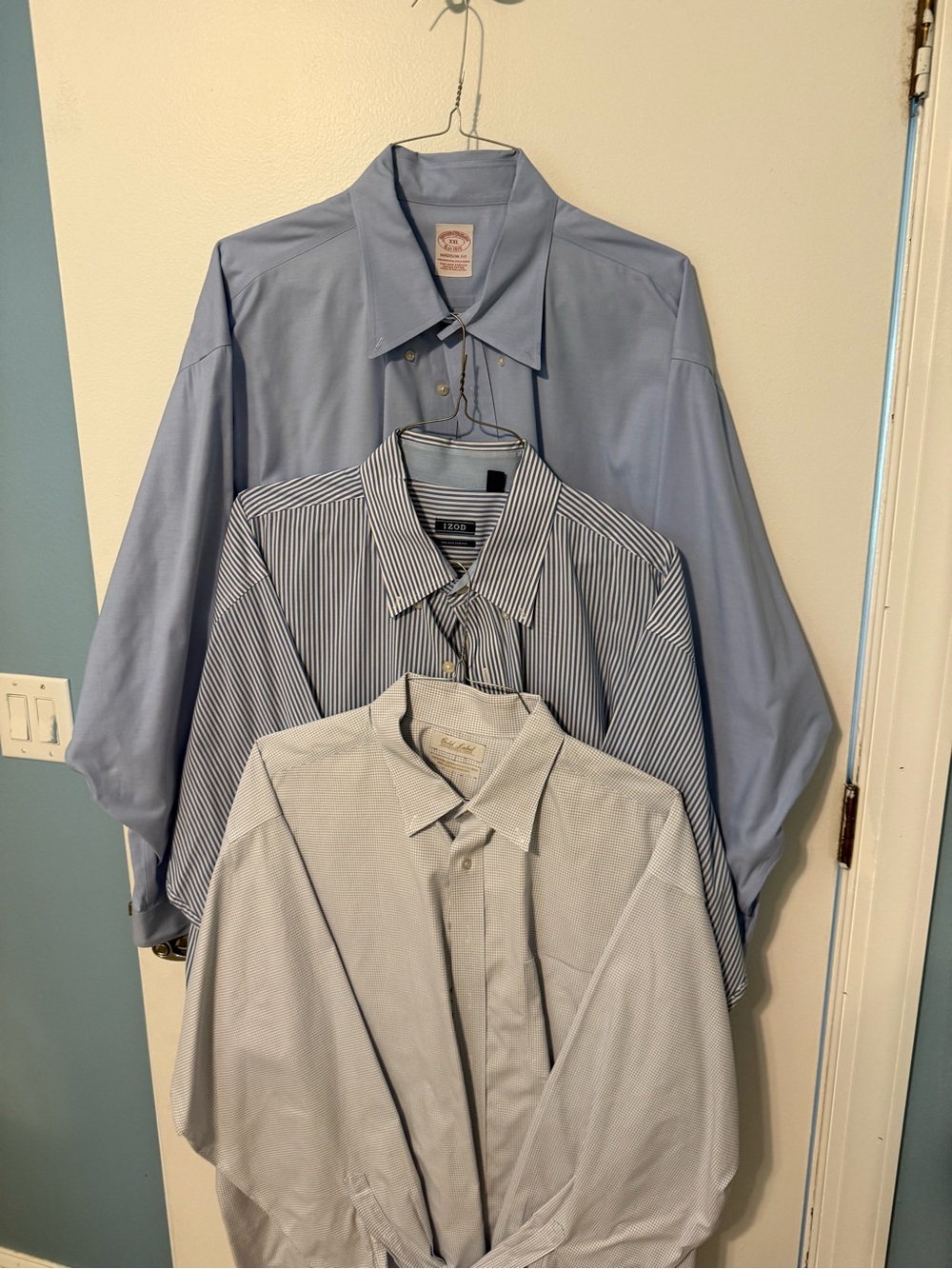 Izod Men's Light Blue and Blue Striped Dress Shirts - Pack of 3